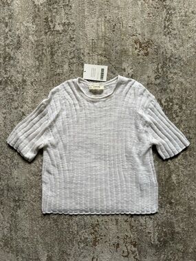 Everlane Short-Sleeve Sweater - Heathered White - Size S